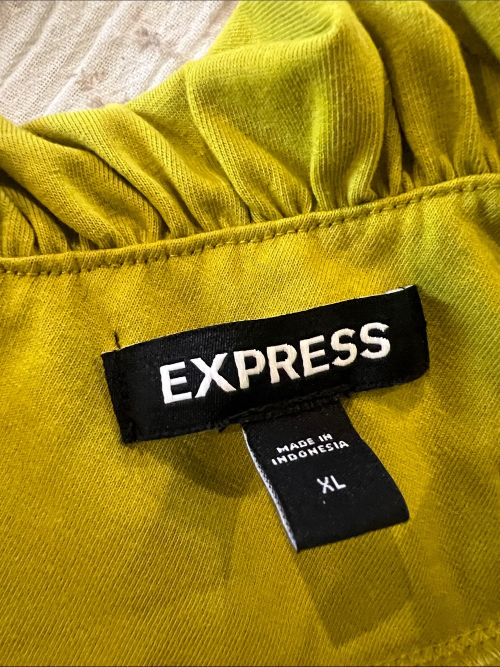 Express Mustard Ruffle One-Shoulder Top - Picture 2 of 3